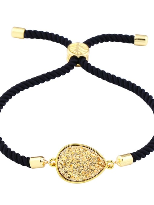 Black rope gold Leather Geometric Minimalist Adjustable Bracelet