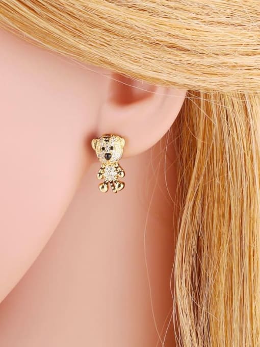 CC Brass Cubic Zirconia Tiger Cute Huggie Earring 1