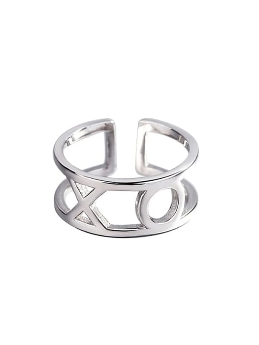 HAHN 925 Sterling Silver Hollow Message Minimalist Band Ring 0