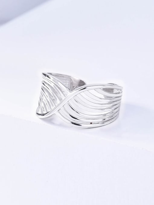 Rd0132 platinum 925 Sterling Silver Hollow Geometric Minimalist Ring