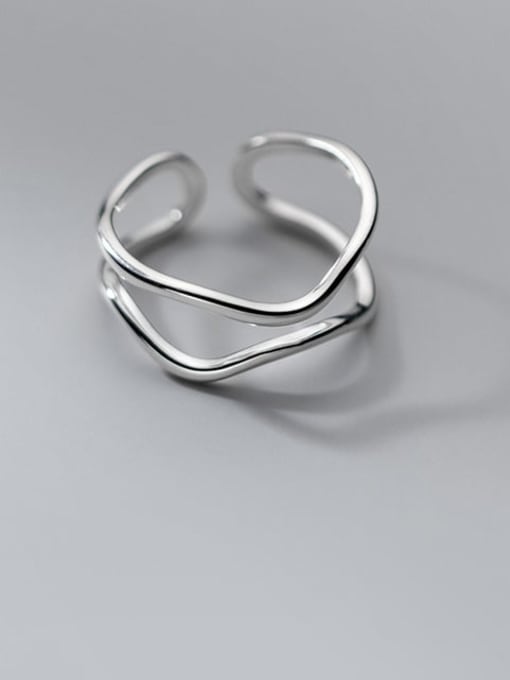 Rosh 925 Sterling Silver Geometric Line Minimalist Stackable Ring 1
