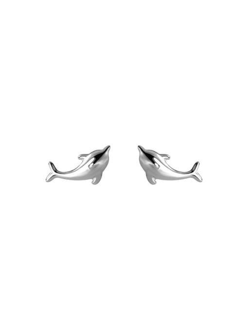 Rosh 925 Sterling Silver Dolphin Minimalist Stud Earring 2