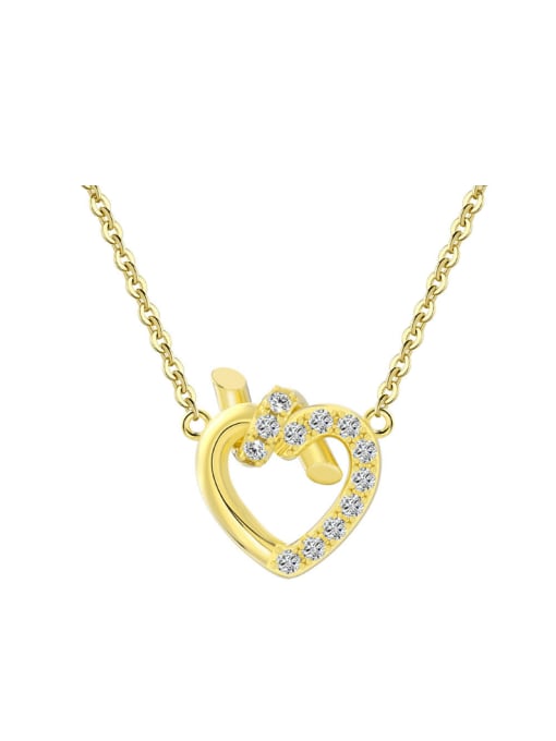 14K  gold ,2.23g 925 Sterling Silver Cubic Zirconia Heart Dainty Necklace