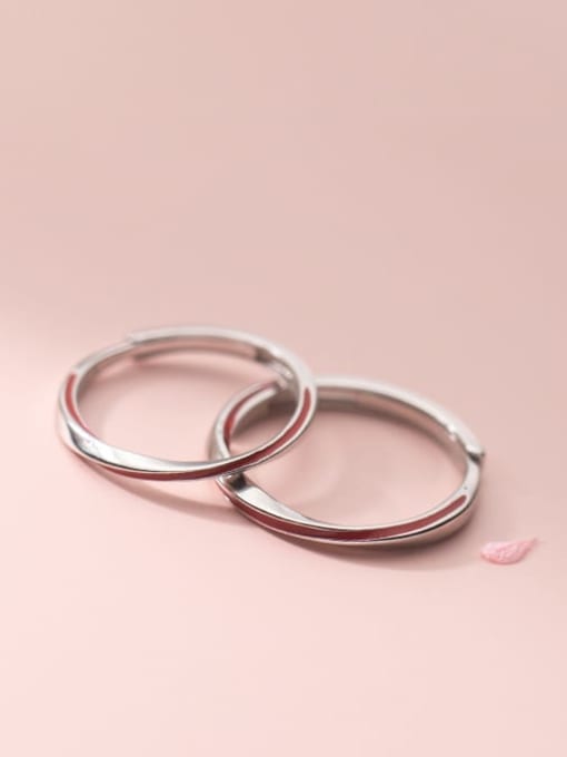 Rosh 925 Sterling Silver Enamel Line Minimalist Couple Ring 0