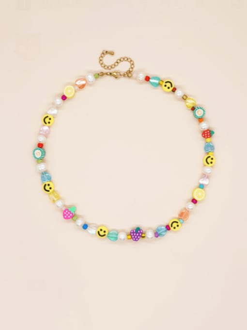ZZ N220058A Brass Multi Color Glass beads Round Bohemia Necklace