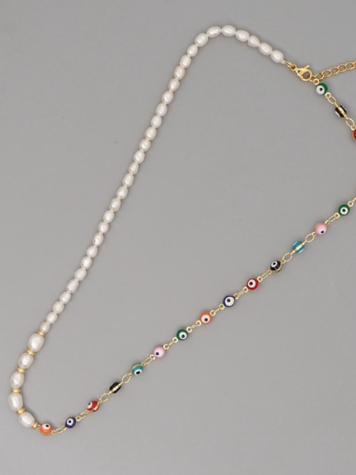 ZZ N200074C Stainless steel Freshwater Pearl Multi Color Irregular Bohemia Necklace