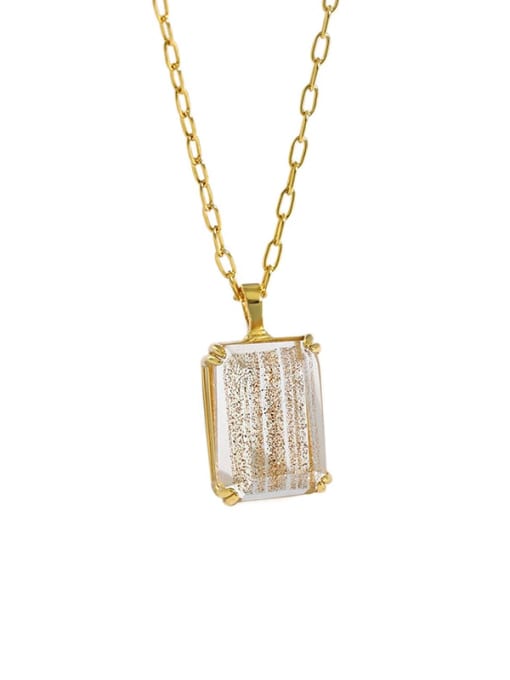 Gold sand and stone 925 Sterling Silver Cubic Zirconia Geometric Vintage  Pendant Necklace