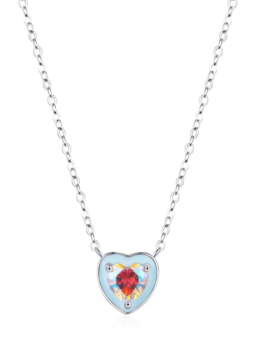 MODN 925 Sterling Silver Cubic Zirconia Heart Dainty Necklace 4