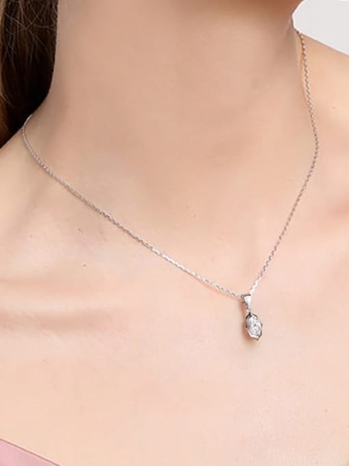 RINNTIN 925 Sterling Silver Cubic Zirconia Geometric Minimalist Necklace 2