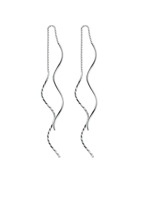 Silver 925 Sterling Silver Tassel Minimalist Threader Earring