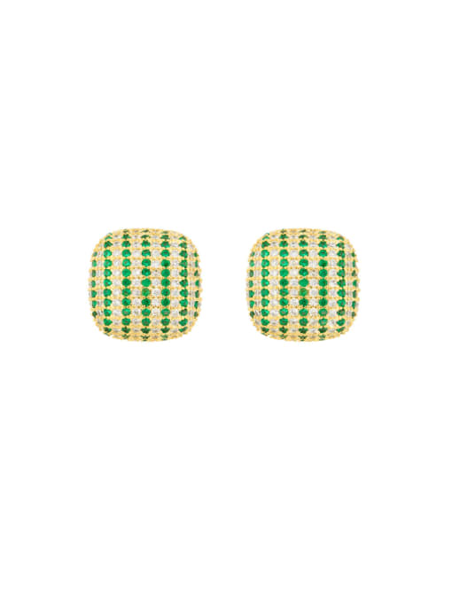 L.WIN Brass Cubic Zirconia Square Luxury Cluster Earring 0