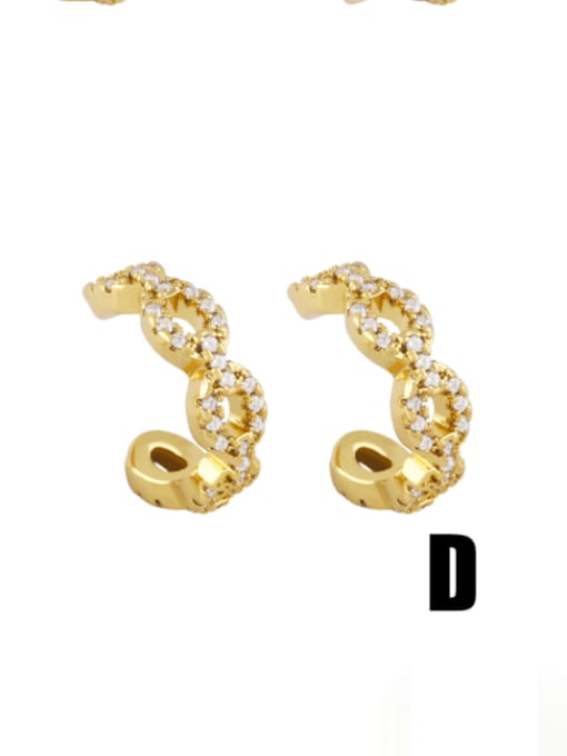 D Brass Cubic Zirconia Geometric Vintage Stud Earring