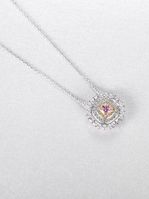 CCUI 925 Sterling Silver Cubic Zirconia Flower Minimalist Necklace 2
