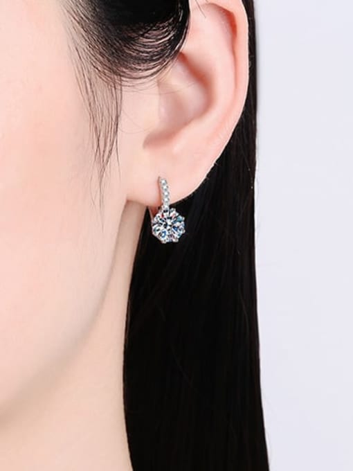 MOISS 925 Sterling Silver Moissanite Geometric Classic Stud Earring 1