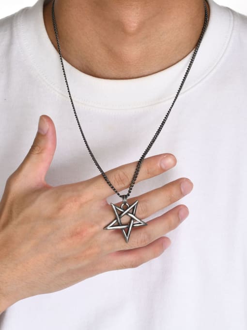 CONG Stainless steel Pentagram Hip Hop Necklace 1