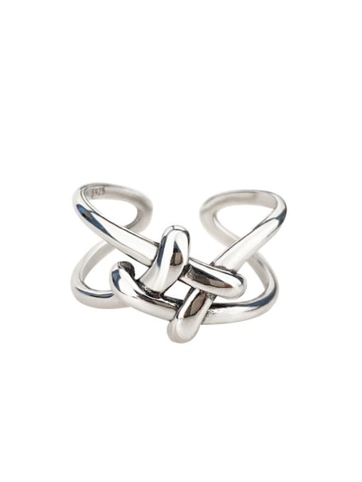 Chinese knot retro ring 925 Sterling Silver Geometric Vintage Stackable Ring