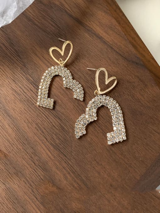 Girlhood Alloy With Imitation Gold Plated Simplistic Irregular Flash Diamond Love  Cluster Earrings 1