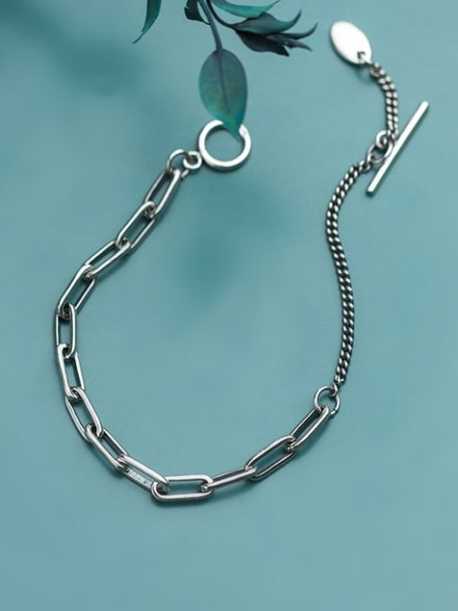 Rosh 925 Sterling Silver Hollow Geometric Vintage Link Bracelet 1