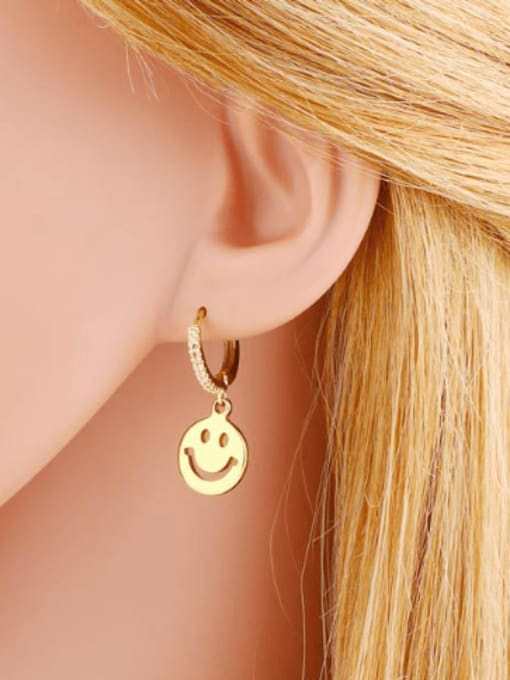 CC Brass Smiley Minimalist Huggie Earring 1
