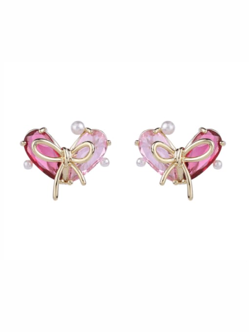 Luxu Brass Cubic Zirconia Heart Trend Stud Earring 0