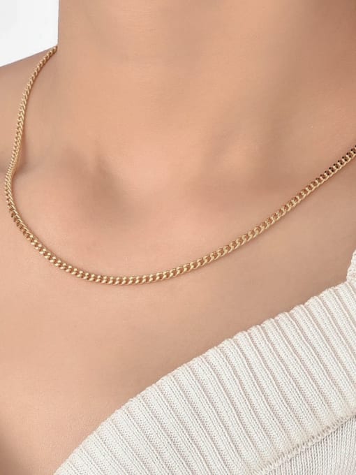 CHARME Brass Holllow Geometric   Chain Vintage Necklace 1