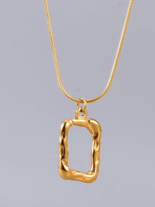 A TEEM Titanium hollow Rectangle Minimalist  pendant Necklace 0