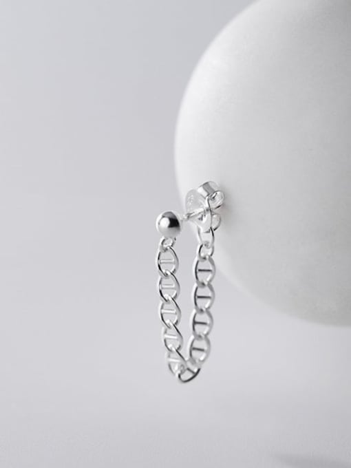 Rosh 925 Sterling Silver Geometric Chain Minimalist Ear Chain Earring 1