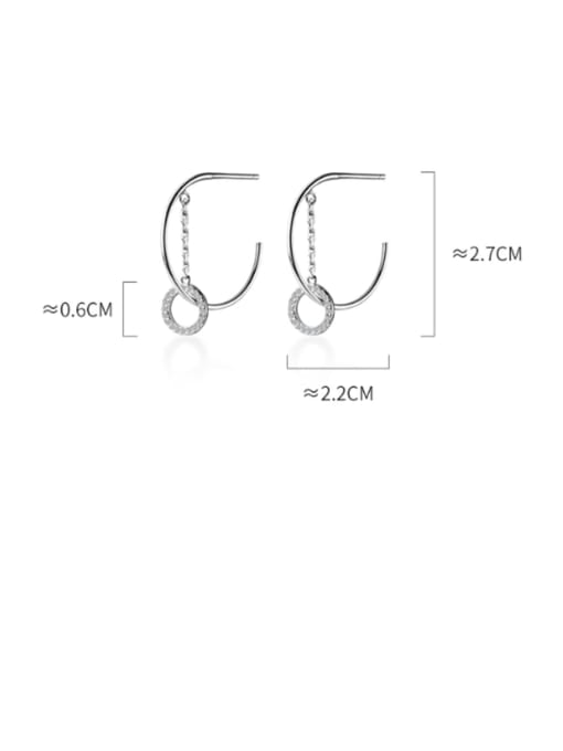 Rosh 925 Sterling Silver Rhinestone  Geometric Minimalist Drop Earring 2