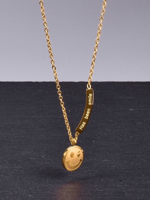 A TEEM Titanium Round  Smiley Minimalist Necklace 2