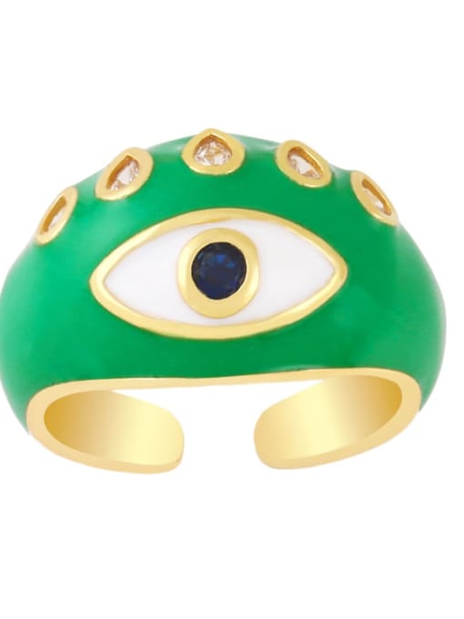 green Brass Enamel Evil Eye Vintage Band Ring
