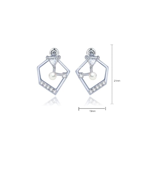 BLING SU Copper Cubic Zirconia Geometric Minimalist Stud Earring 3