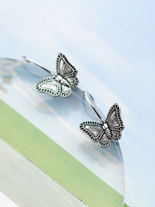 Rosh 925 Sterling Silver Butterfly Vintage Hook Earring 0