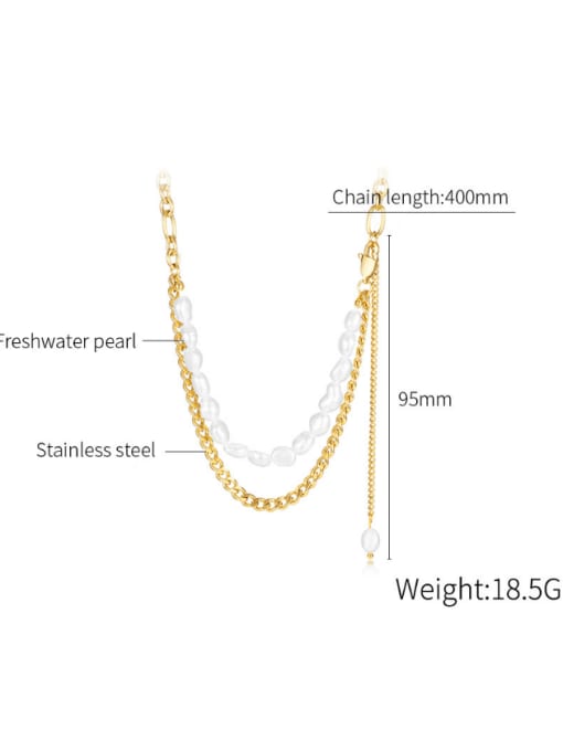Open Sky Titanium Steel Freshwater Pearl Tassel Minimalist Necklace 3