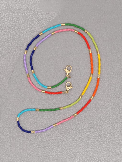 MI N200046A Stainless steel Multi Color Miyuki beads Round Bohemia Necklace