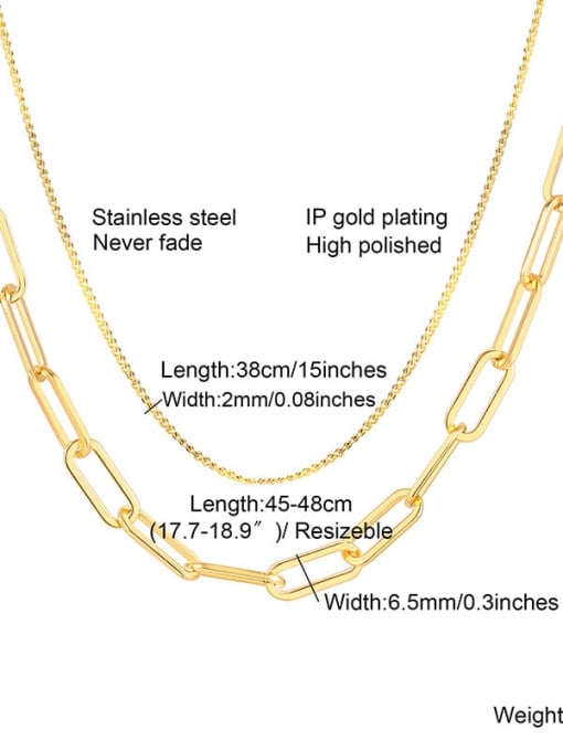 CONG Titanium Steel Geometric Minimalist Multi Strand Necklace 2