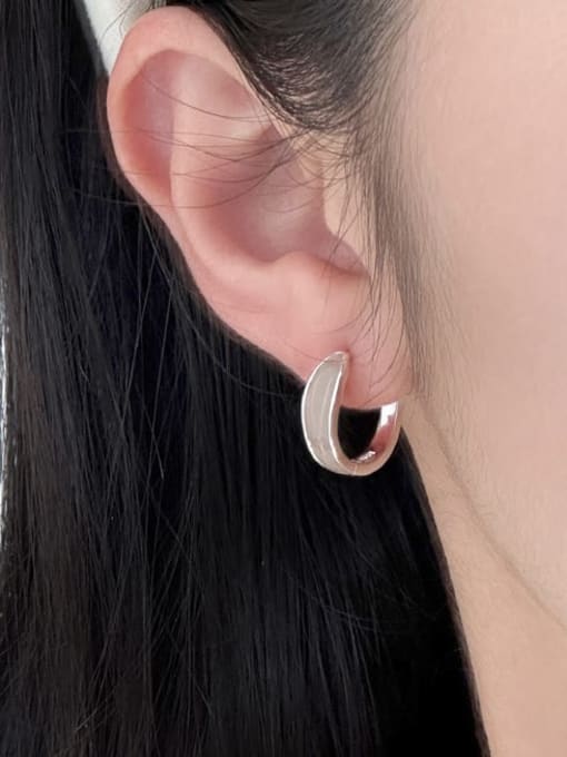 Rosh 925 Sterling Silver Enamel Geometric Minimalist Huggie Earring 1