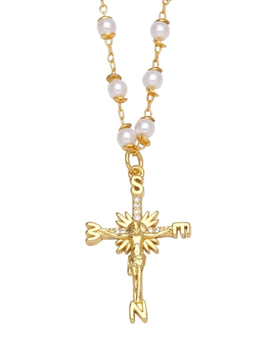 B Brass Cubic Zirconia Religious Vintage Regligious Necklace