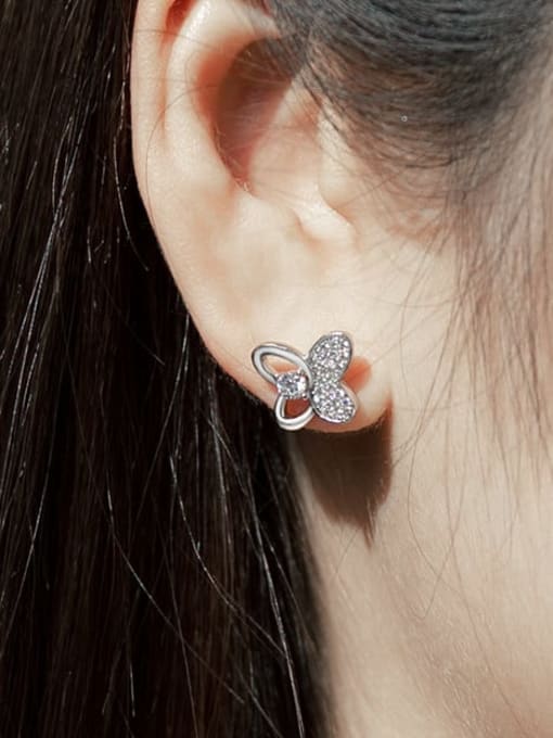 XP Alloy Cubic Zirconia Butterfly Minimalist Stud Earring 1