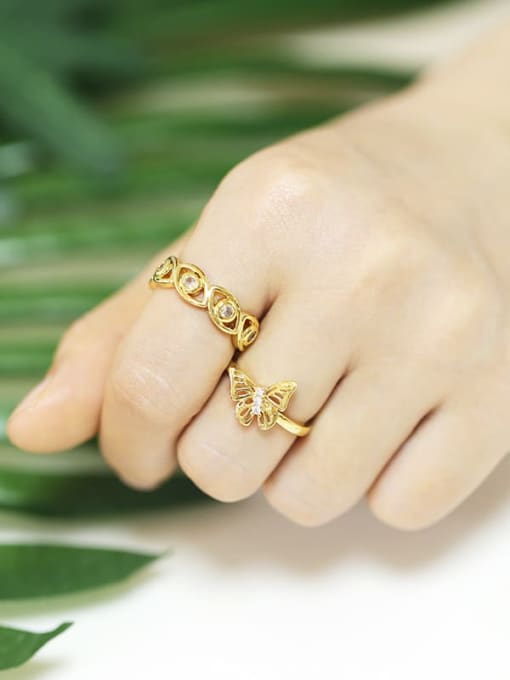 CC Brass Cubic Zirconia Butterfly Vintage Band Ring 4