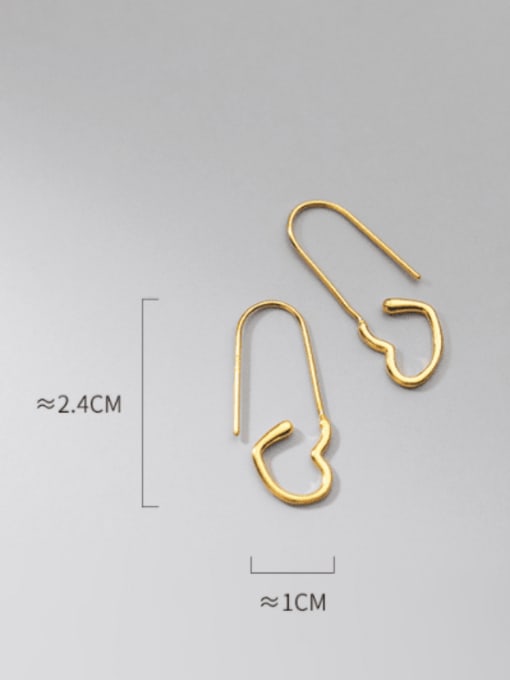 Rosh 925 Sterling Silver Hollow Heart Minimalist Hook Earring 3