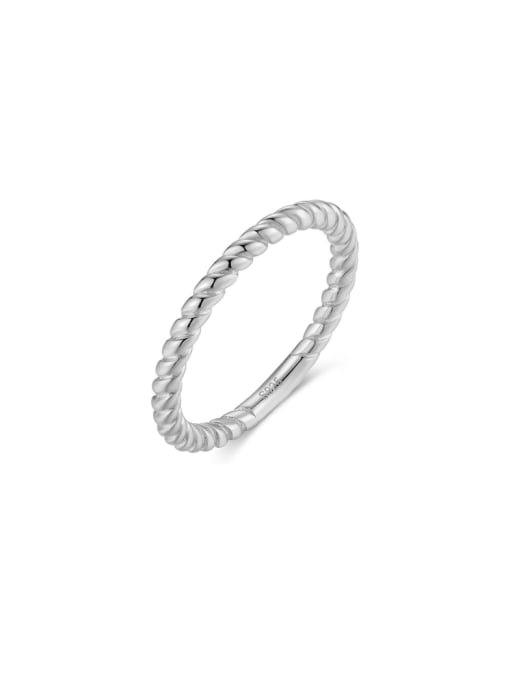 platinum:1.55g 925 Sterling Silver Twist Round Minimalist Band Ring