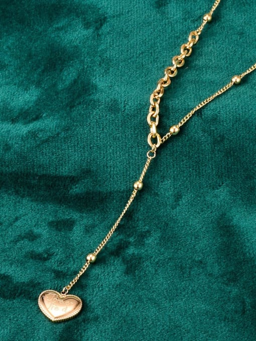 A TEEM Titanium smooth Heart Minimalist Lariat Necklace
