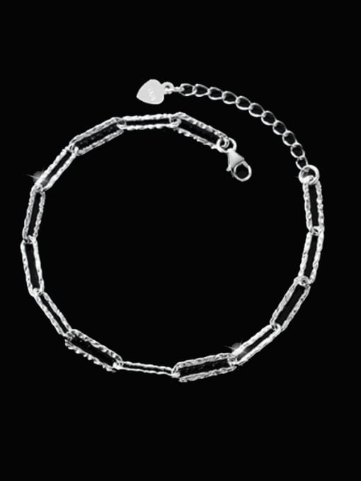 S925 Silver Ring Bracelet Silver 925 Sterling Silver Geometric Minimalist Link Bracelet