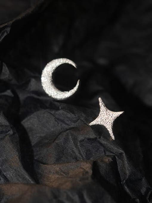 Rosh 925 Sterling Silver Star  Moon Minimalist Stud Earring 3