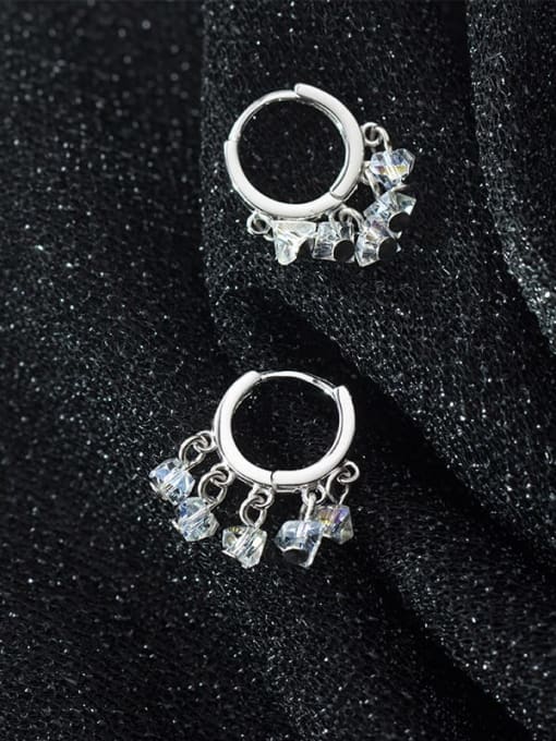 Rosh 925 Sterling Silver Cubic Zirconia Round Minimalist Huggie Earring 2