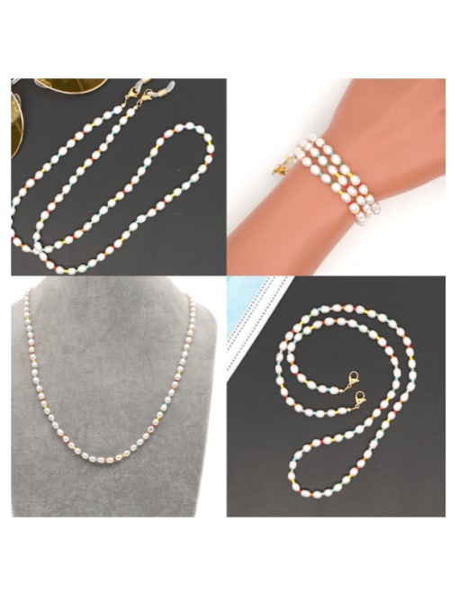 Roxi Stainless steel Imitation Pearl Multi Color  Bohemia Hand-woven Necklace 1