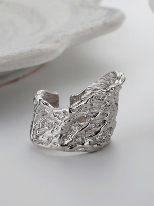 JENNY 925 Sterling Silver  irregular Geometric Artisan Band Ring 0