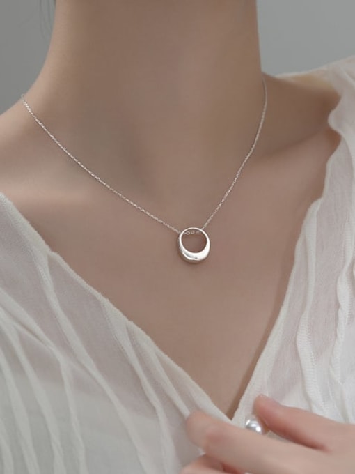 Rosh 925 Sterling Silver Hollow Geometric Minimalist Necklace 2