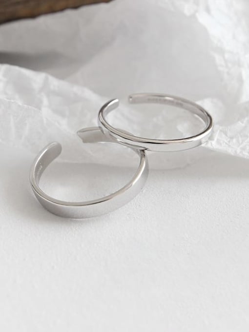 DAKA 925 Sterling Silver Smooth Round Minimalist Free Size Band Ring 1