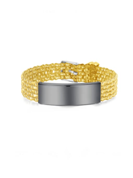 1494 Black gold band Stainless steel Geometric Vintage Beaded Bracelet